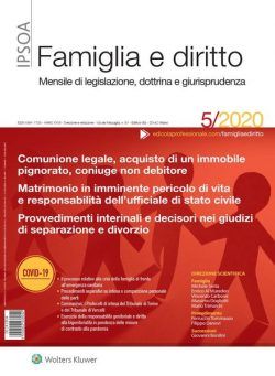 Famiglia e Diritto – Maggio 2020