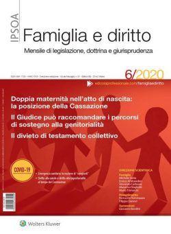 Famiglia e Diritto – Giugno 2020