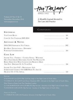The Taxpayer – November – December 2014