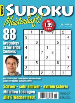 Sudoku Meisterhaft – 9 Oktober 2020