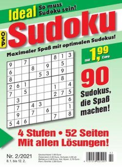 Ideal Sudoku – 8 Januar 2021