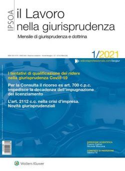 Il lavoro nella giurisprudenza – Gennaio 2021