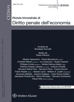 Rivista Trimestrale di Diritto Penale dell’Economia – Gennaio-Febbraio 2020