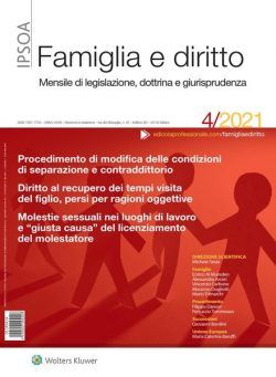 Famiglia e Diritto – Aprile 2021