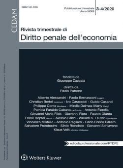 Rivista Trimestrale di Diritto Penale dell’Economia – N.3-4 2020