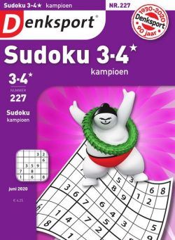 Denksport Sudoku 3-4 kampioen – 04 juni 2020
