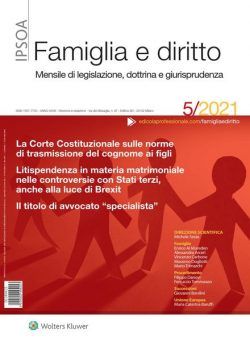 Famiglia e Diritto – Maggio 2021