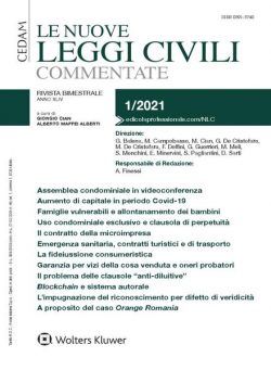 Le Nuove Leggi Civili Commentate – Gennaio-Febbraio 2021