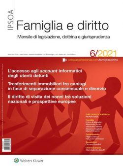 Famiglia e Diritto – Giugno 2021