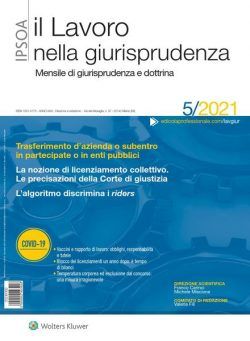 Il lavoro nella giurisprudenza – Maggio 2021