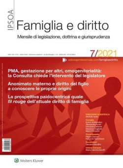 Famiglia e Diritto – Luglio 2021