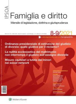 Famiglia e Diritto – Agosto-Settembre 2021