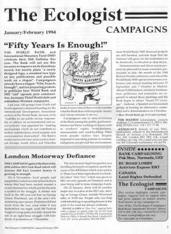 Resurgence & Ecologist – Campaigns Vol 24 N 1 – January-February 1994