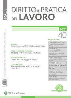 Diritto e Pratica del Lavoro – 16 Ottobre 2021