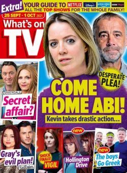 What’s on TV – 25 September 2021