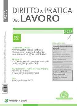 Diritto e Pratica del Lavoro – 29 Gennaio 2022