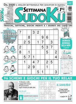 Settimana Sudoku – 12 gennaio 2022