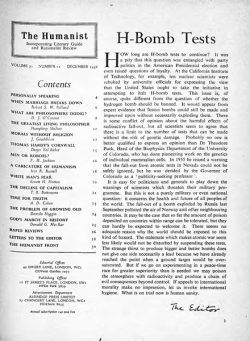 New Humanist – The Humanist, December 1956