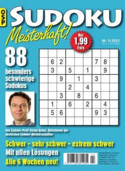 Sudoku Meisterhaft – Nr 3 2022