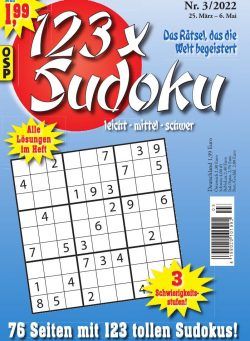 123 x Sudoku – Nr.3 2022