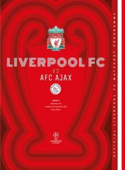 Liverpool FC Programmes – vs Ajax CL – 13 September 2022
