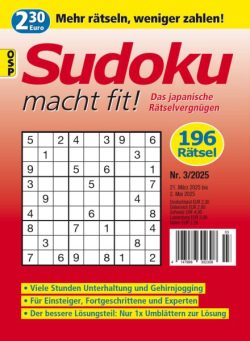 Sudoku macht fit – Nr 3 2025