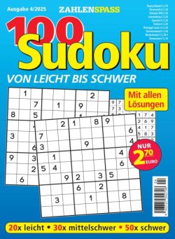 100 Sudoku von leicht bis schwer – August 2025