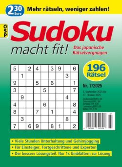 Sudoku macht fit – Nr 7 2025