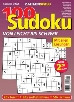 100 Sudoku von leicht bis schwer – Oktober 2025