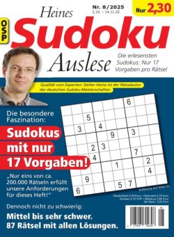 Heines Sudoku Auslese – N 8 2025
