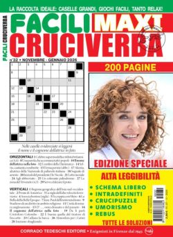 Facili Cruciverba – Novembre-Dicembre 2025 – Gennaio 2026