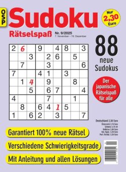 Sudoku Ratselspass – Nr 9 2025