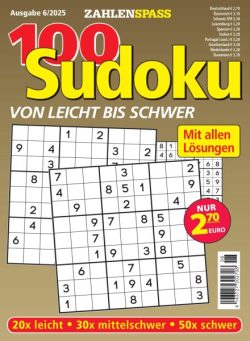 100 Sudoku von leicht bis schwer – Dezember 2025