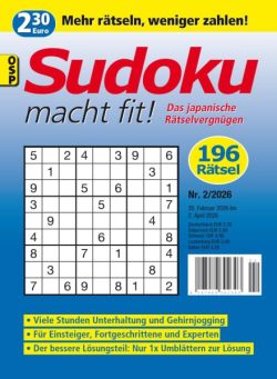 Sudoku macht fit – Nr 2 2026
