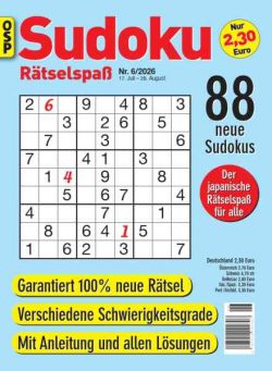 Sudoku Ratselspass – Nr 6 2026