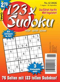 123 x Sudoku – Nr 6 2026